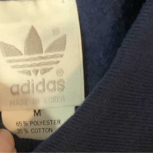 Adidas Men Polo sweatshirt Vtg Trefoil Blue Sz M - Picture 2 of 4